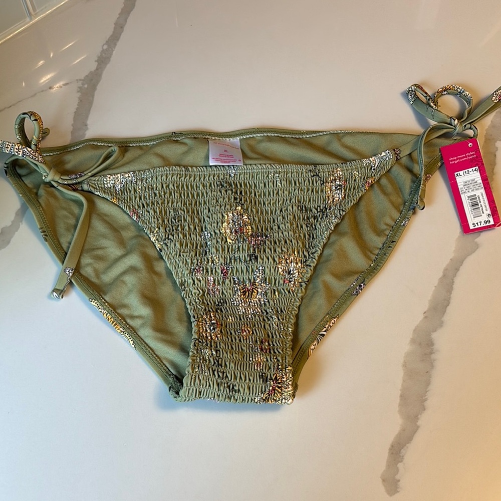 Green Bikini Bottom with Floral Design